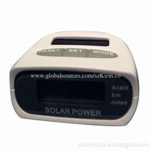 Solar Pedometer, Counts Step, with Big LCD Display, Belt-clip Type Time, Calorie, Distance Display